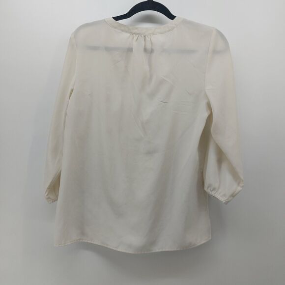 LOFT Factory women's sheer cream colored blouse top 3/4 sleeves Size Small - Picture 5 of 13